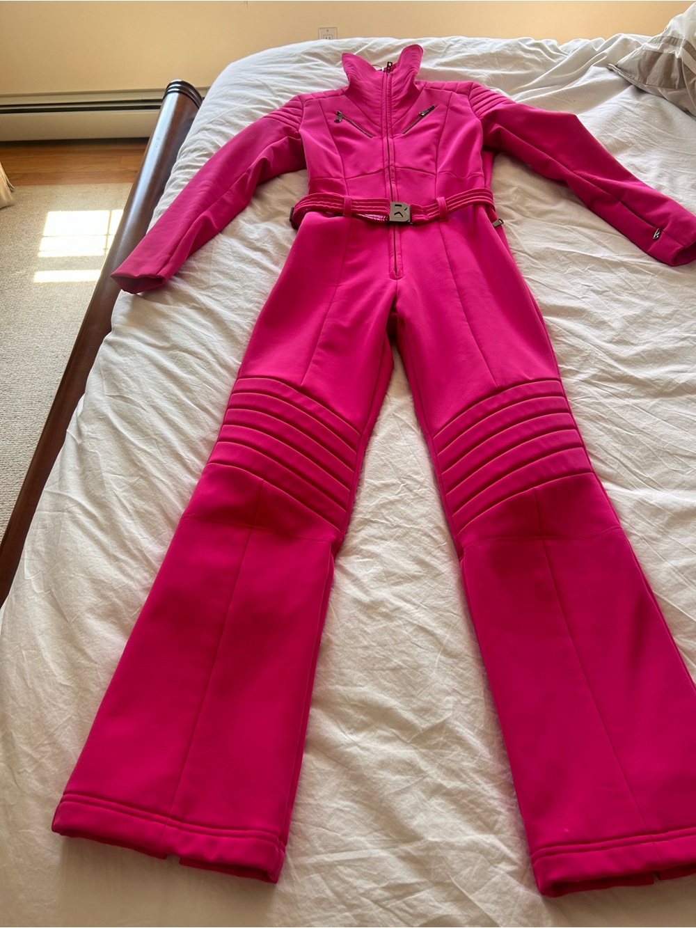 Bogner Vibrant Pink Women's One-Piece Ski Jumpsuit with Belt